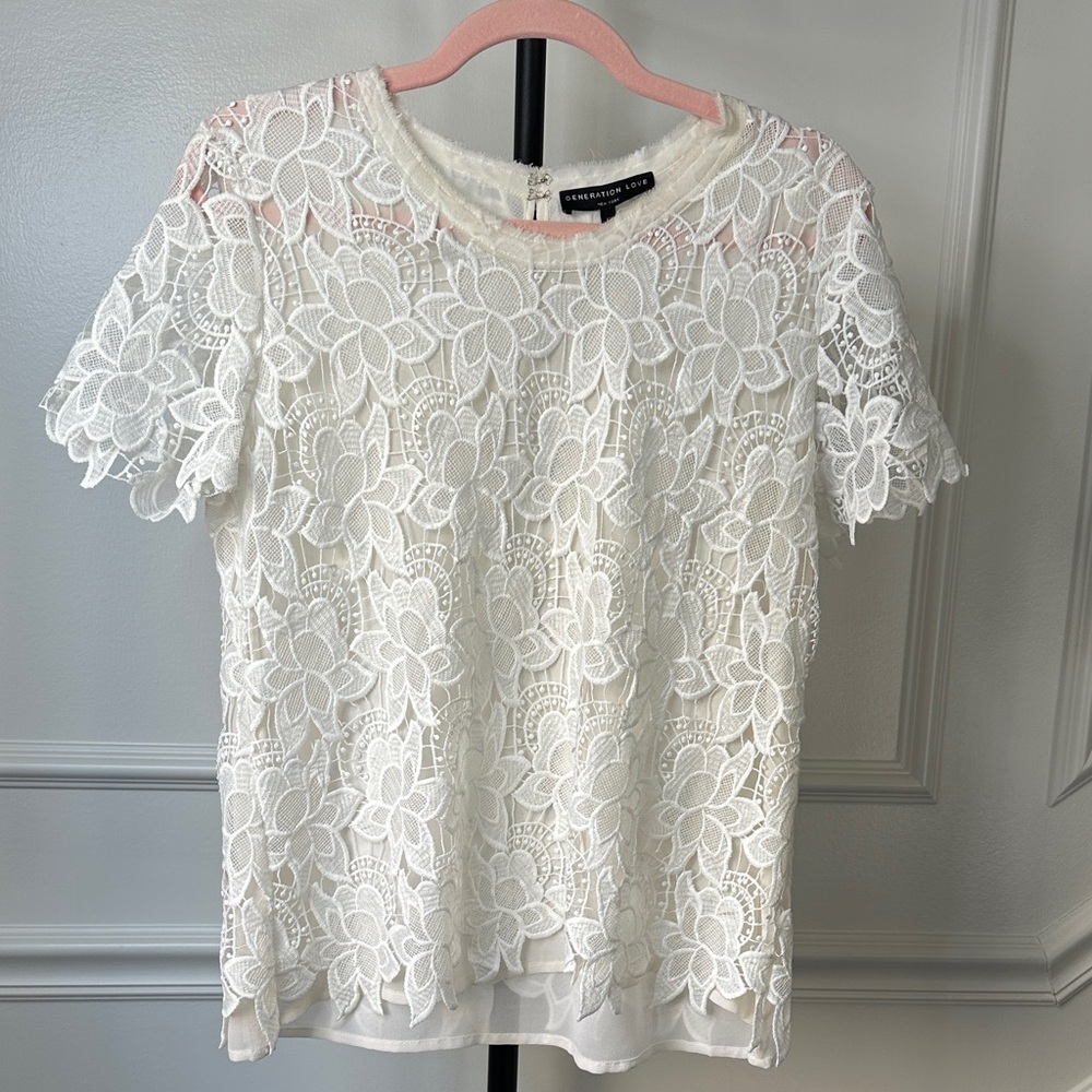 100% Silk Generation Love Lace Top - Size M